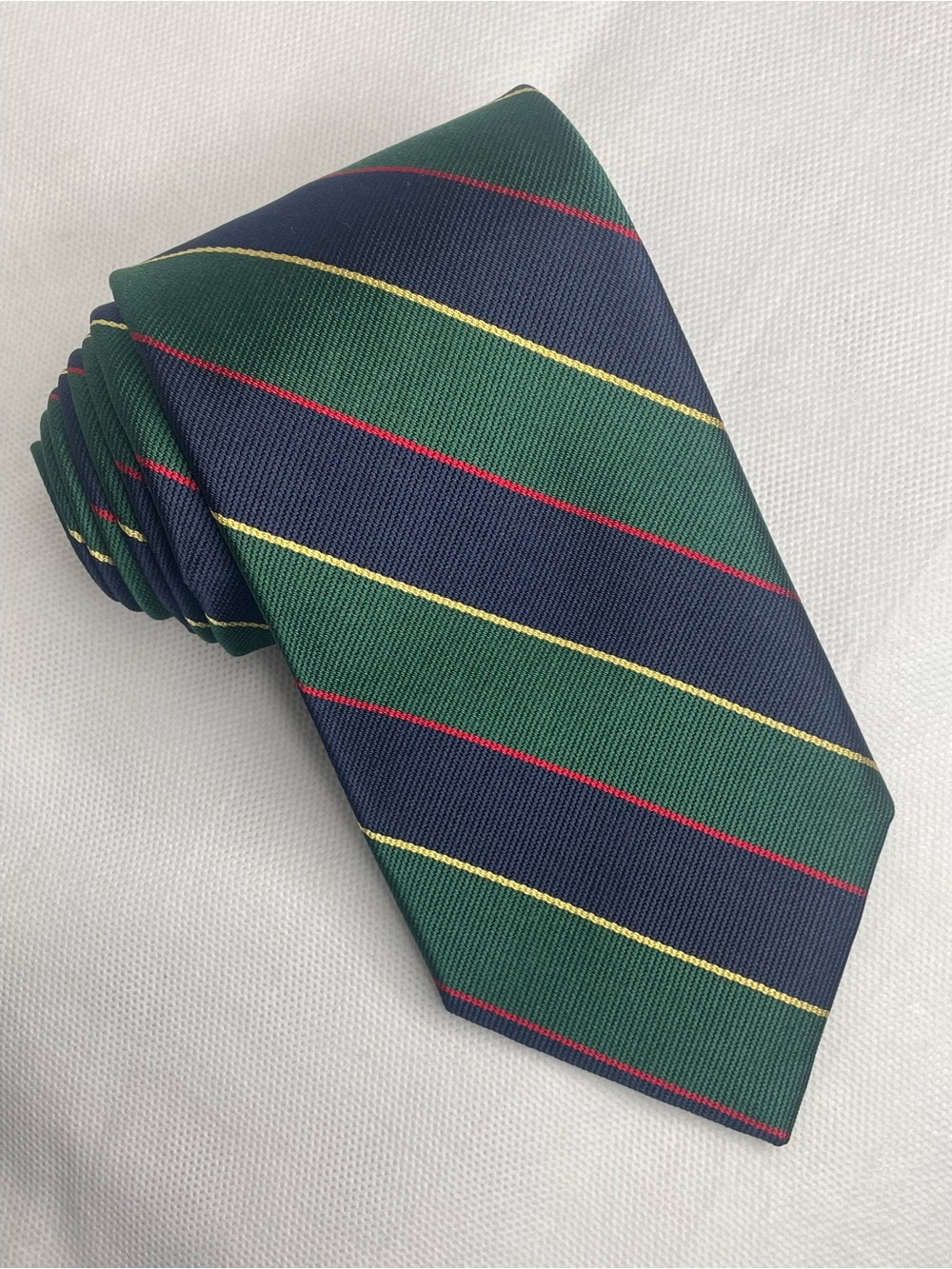 Brooks Brothers Makers Repp Silk Tie Blue Green Preppy Striped Texture Necktie